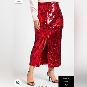 Sequin Column Midi Skirt